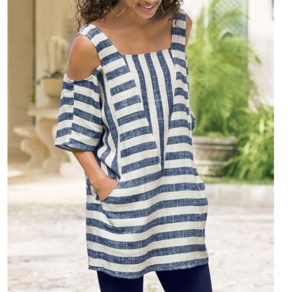 Soft Surroundings Sunset tunic cold shoulder